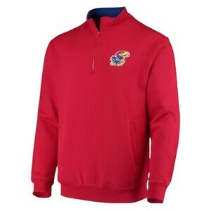 Colosseum Kansas Jayhawks 1/4 Zip Pullover Men’s Large Red KU Logo Preppy Sporty